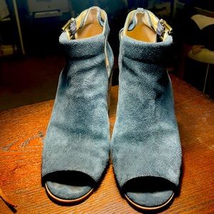 Navy blue suede ankle boots